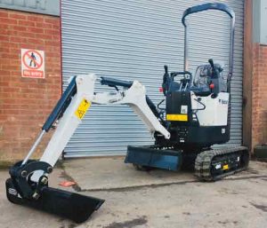 Bobcat E10 micro digger-excavator for hire in ludlow